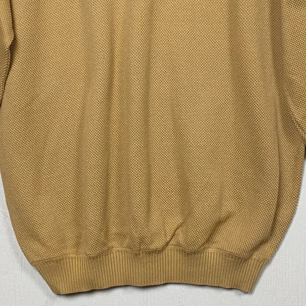 St. Croix Foursome Vintage Gold Beige V-neck Long Sleeve Pullover Size XL Long